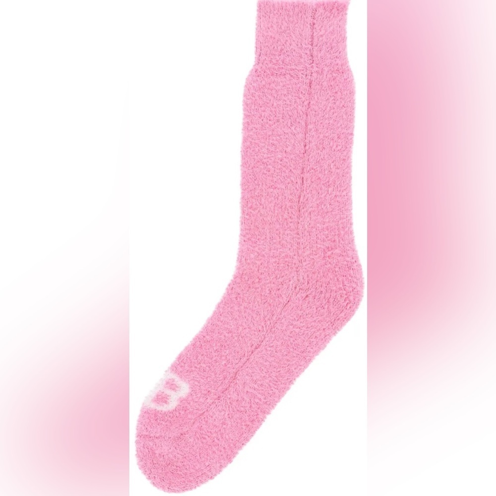 BALENCIAGA fuzzy socks pink white logo NWT